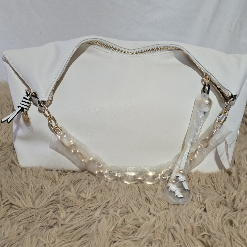 Victoria's Secret White Shoulder Bag with Gold Chain Strap